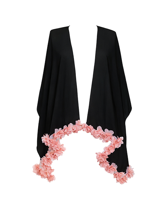 Bella Black With Pink Flower Cover Up