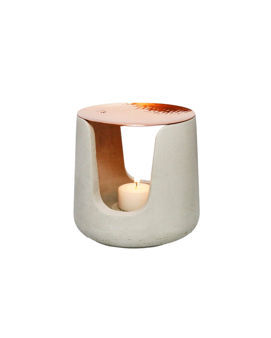Concre Artisan Hammered Copper Bowl Gray Aromatherapy Incense Burner