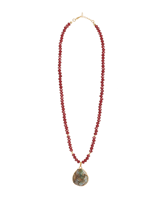 Crystal & Agate Tip Natural Stone Necklace