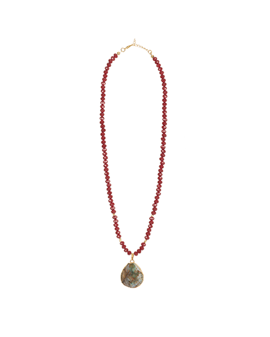 Crystal & Agate Tip Natural Stone Necklace