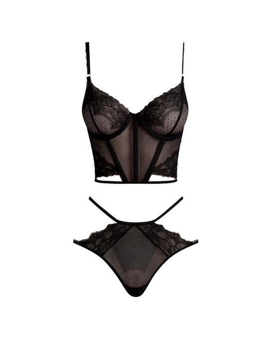 Desireline Bustier Set in Black