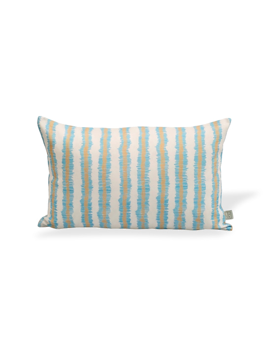 Linen Pillow Cover - Blue & Mustard