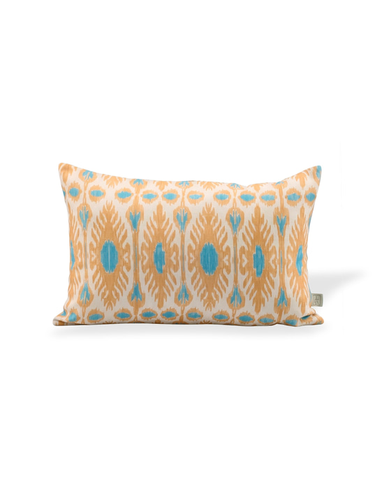 Linen Pillow Cover - Blue & Mustard