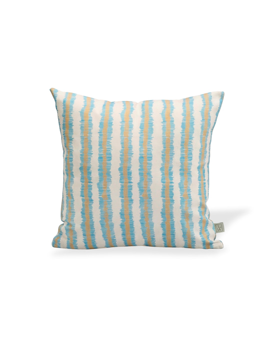 Linen Pillow Cover - Blue & Mustard