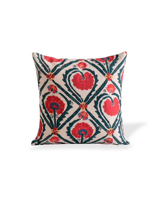 Linen Pillow Cover - Pink Suzani