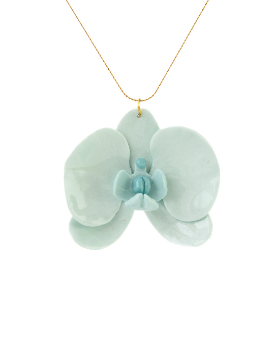 Orchid Porcelain Necklace - Mint
