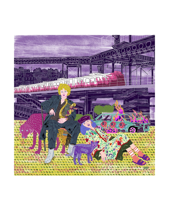 Orpheus & Eurydice Printed Scarf in Silk