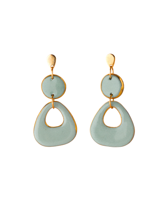 Pebble Duo Earrings - Sage