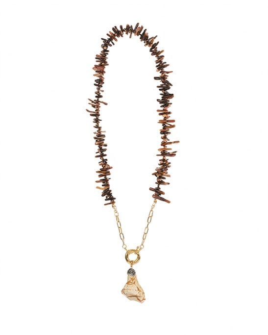 Pendant with Coral & Natural Stone Tip