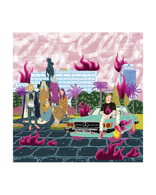 Phaeton Printed Scarf in Silk