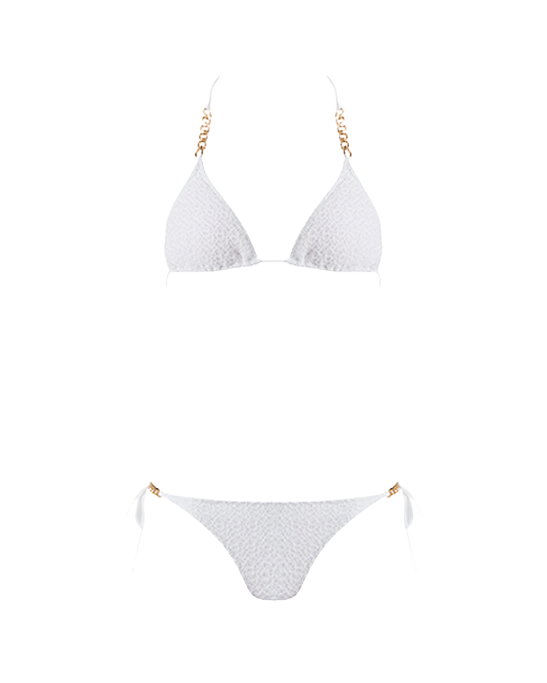 Rachel White Mesh Bikini With Gold Chain Straps