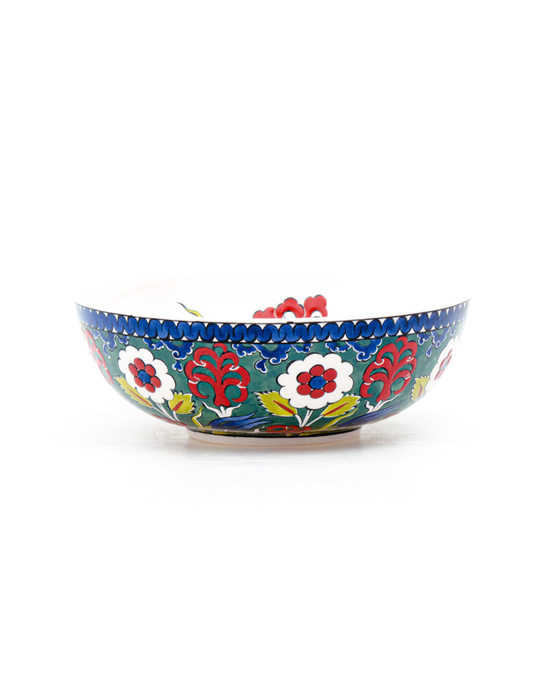 Red Lily and Blue Tulip Iznik Tile Bowl