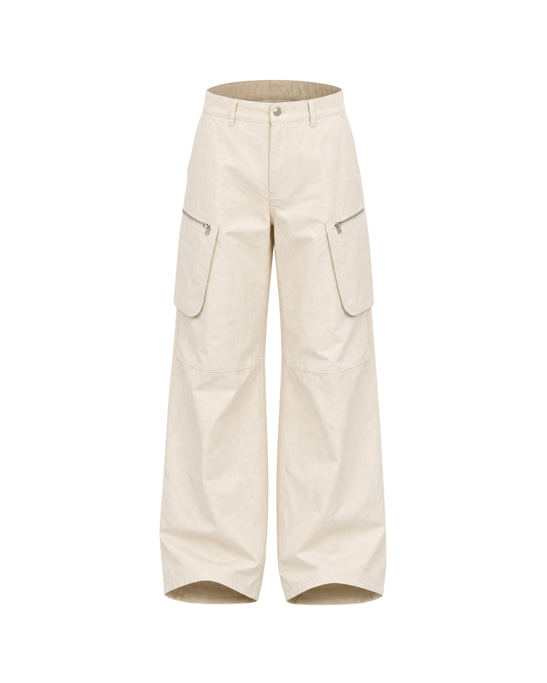Riva Lyocell Wide-Leg Utility Trousers Ivory
