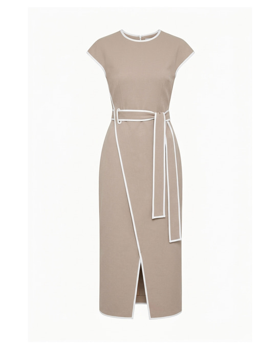 Siena Viscose Midi Dress Beige