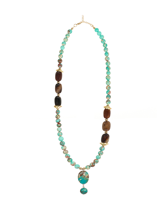 Varisite & Agate Turquoise Tipped Necklace