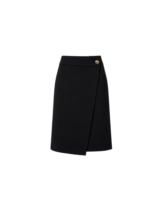 Vina Viscose Wrap Midi Skirt Black 