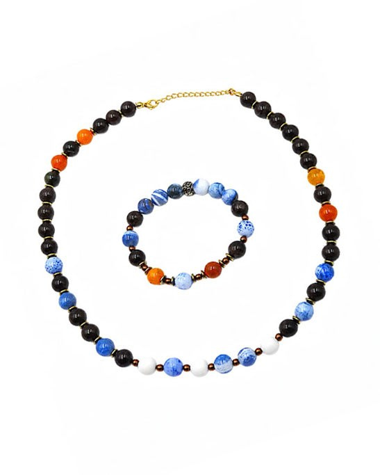 Agate Stone Necklace & Bracelet Set