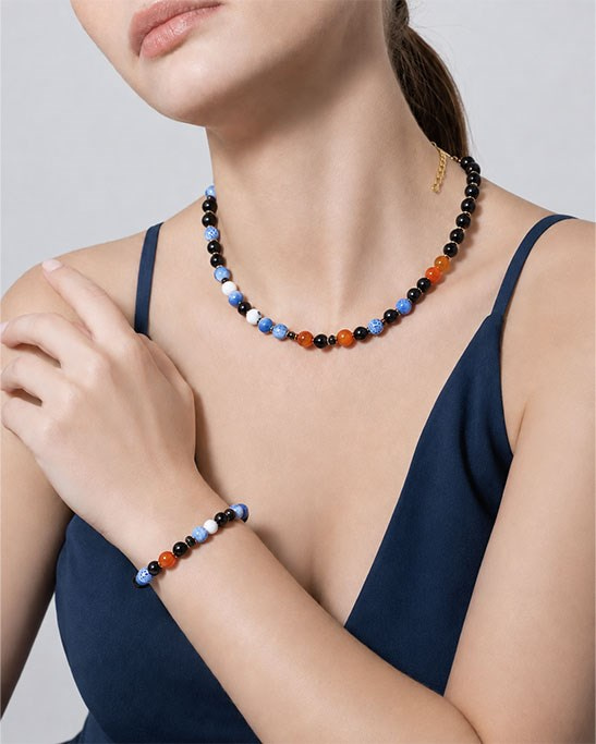Agate Stone Necklace & Bracelet Set