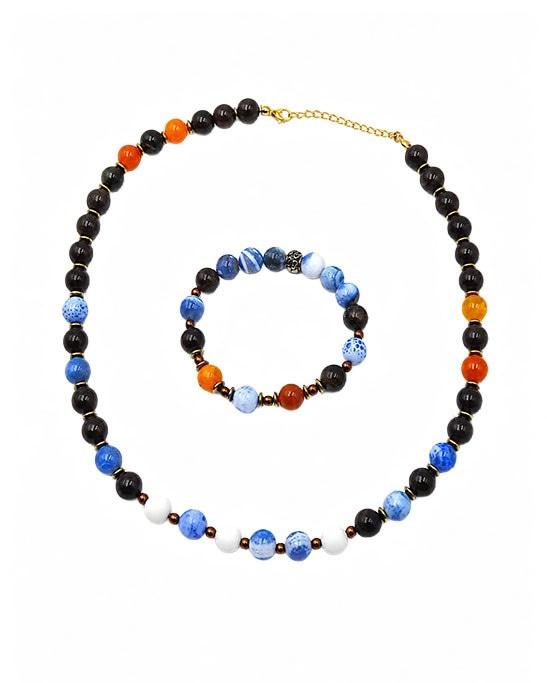 Agate Stone Necklace & Bracelet Set
