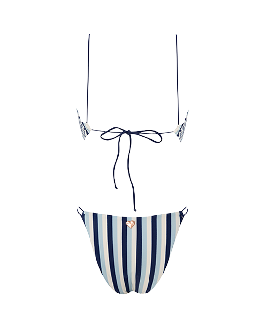 Alya Blue Stripe Bikini With Evil Eye Glass Beads Accessory