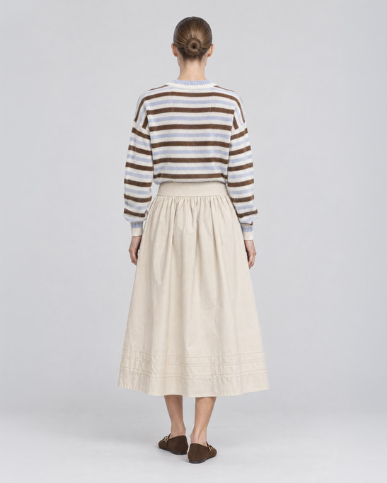 Alya Cotton Midi Skirt Ivory