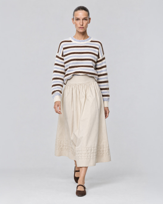 Alya Cotton Midi Skirt Ivory