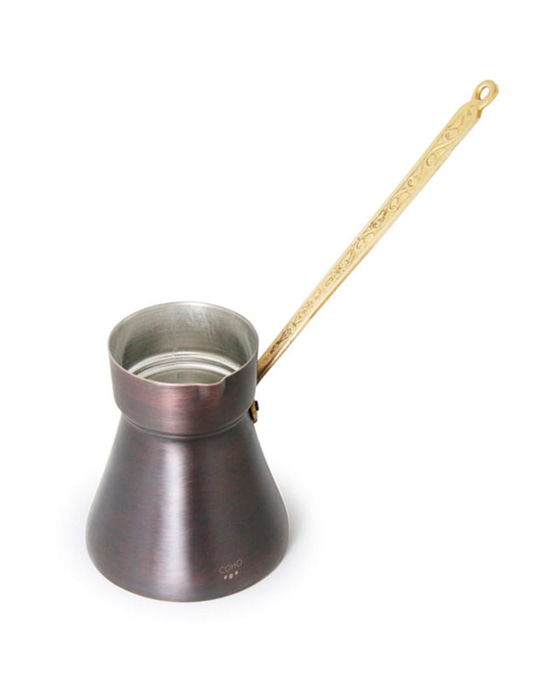 Antique Copper Turkish Coffee Pot with Cast Handle