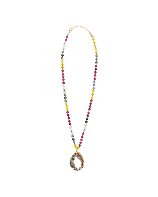 Aquamarine Lapis Lazuli Agate Pendant Necklace