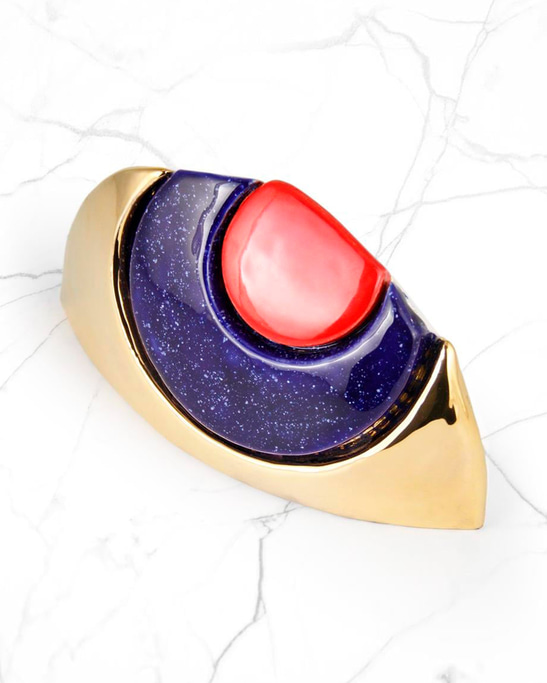 Art Handmade Ceramic Gold Evil Eye Decorative Object