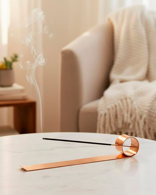 Artisan Mystic Dharma Forged Copper Incense Holder