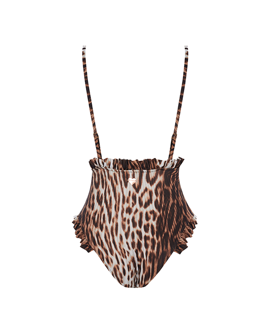 Ava Leopard Pattern Swimsuit With Ruffle Details