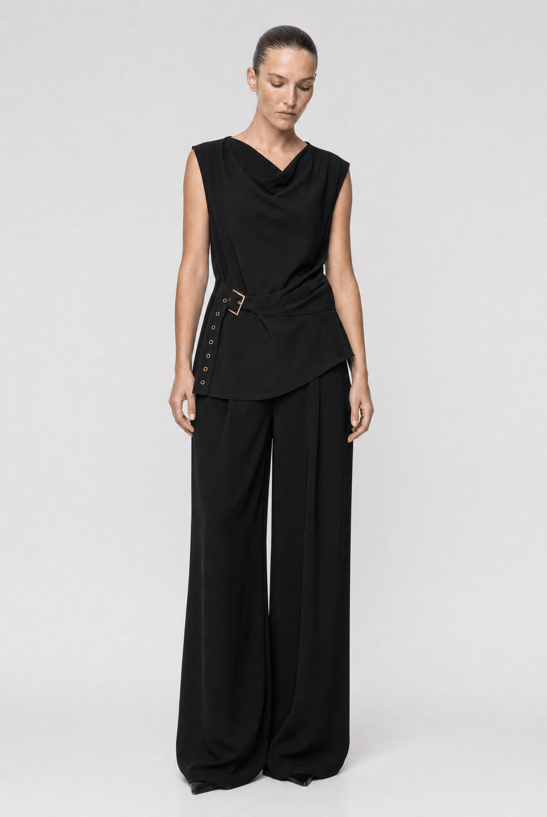 Ayla Tencel Belted Blouse Black