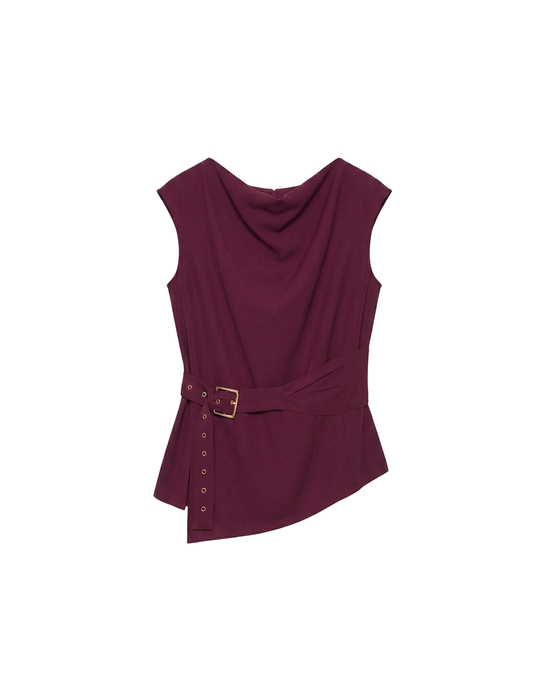Ayla Tencel Belted Blouse Plum