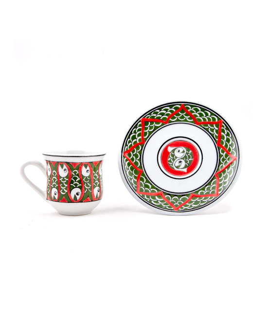 Balık Desenli Türk Kahvesi Fincan Takımı