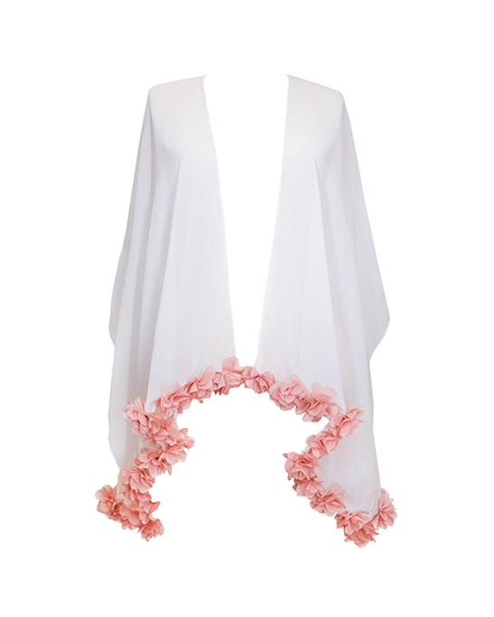 Bella White With Pink Flower Cover Up