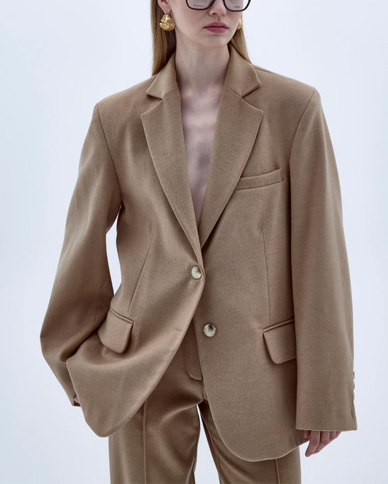 Boxy Blazer Jacket Camel