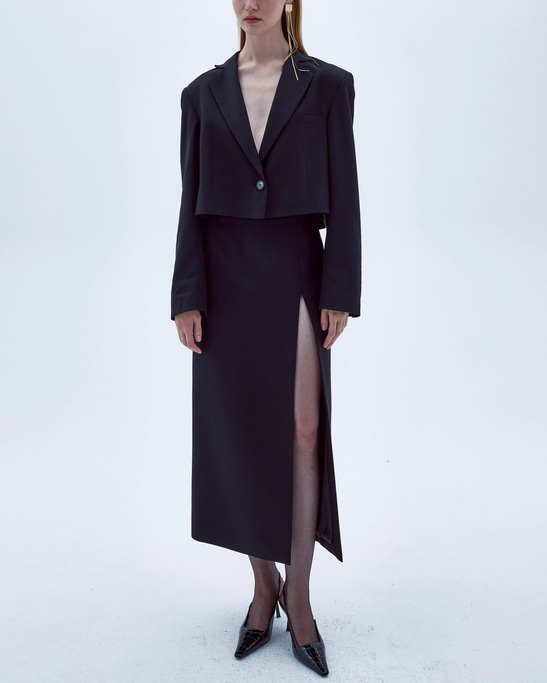 Boxy Cropped Blazer Black
