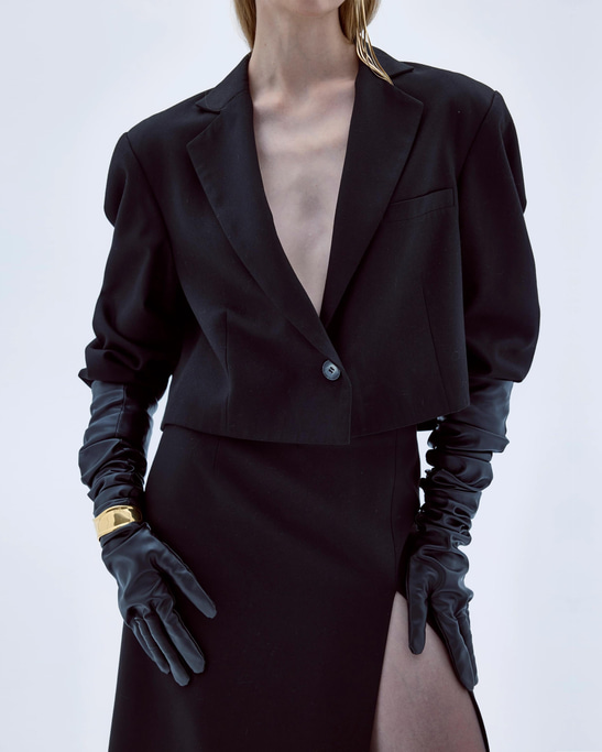Boxy Cropped Blazer Black