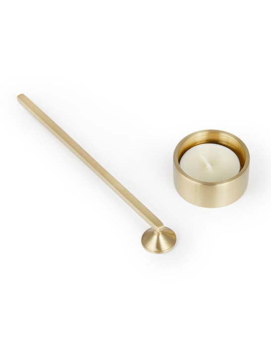 Brazen Stylish Brass Tealight & Candle Extinguisher Set