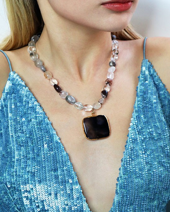 Brown Agate Stone Necklace