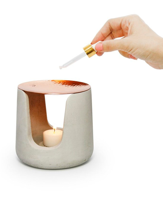 Concre Artisan Hammered Copper Bowl Gray Aromatherapy Incense Burner