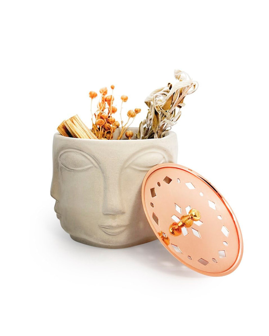 Concre Boz Hand-Cast Copper Incense Burner with Lid