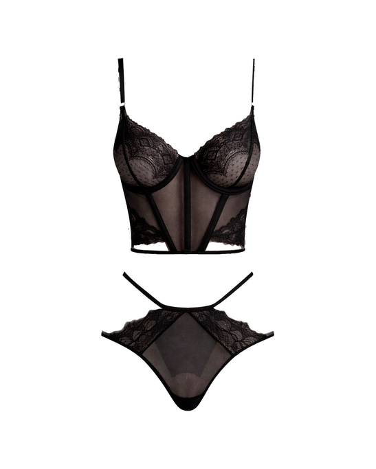 Desireline Bustier Set in Black