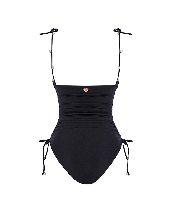 Diana Black Swimsuit With Real Pearl Details