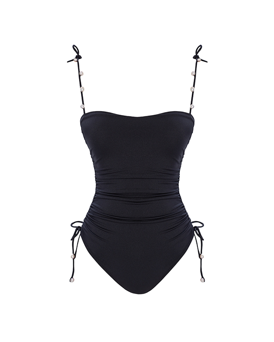 Diana Black Swimsuit With Real Pearl Details