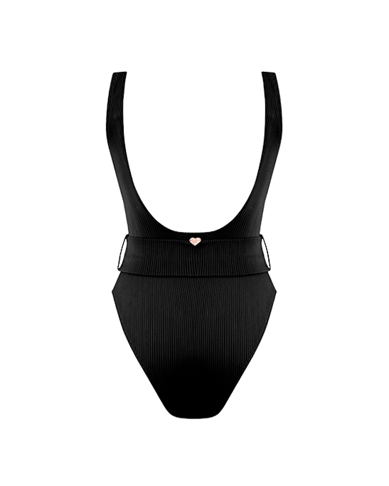 Emily Black Swimsuit With Rose Gold Belt Buckle Accessory
