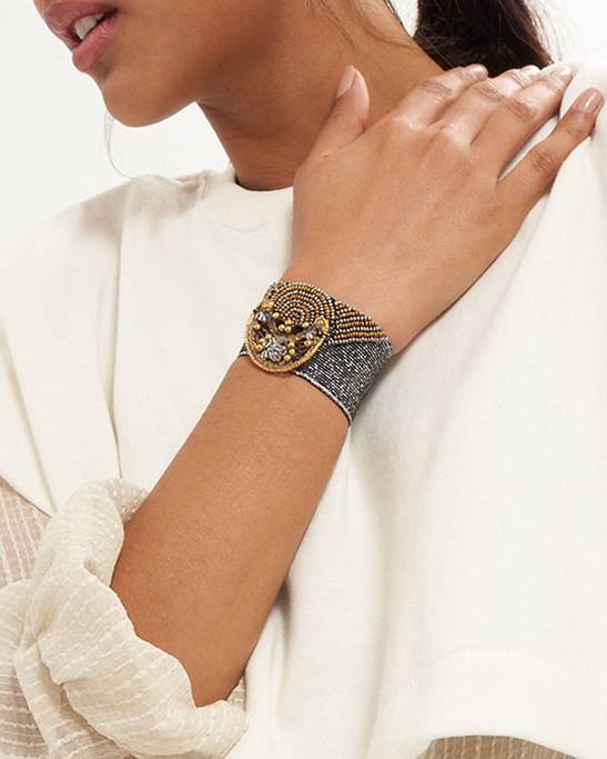 Ethnic Silver Glitter Elastic Bracelet