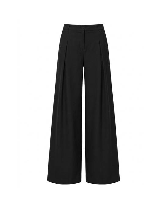 Fara Pleated Wide-Leg Trousers Black