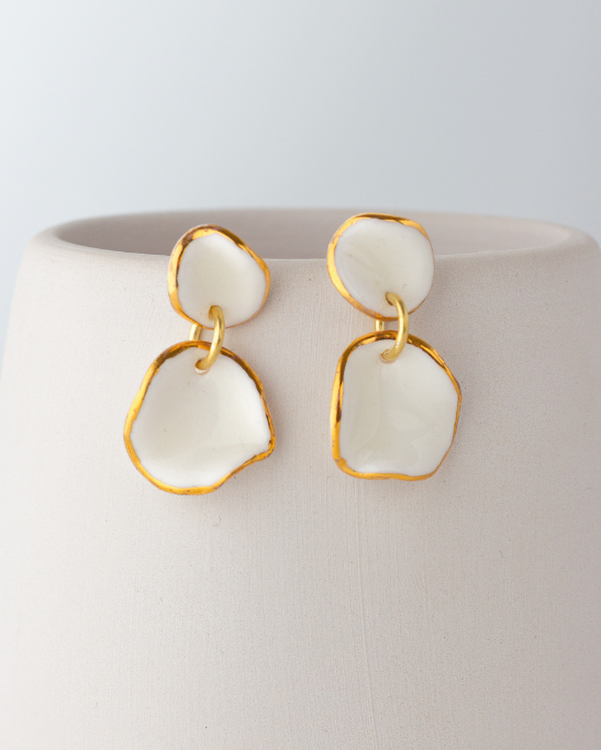 Flow Duo Earrings - White