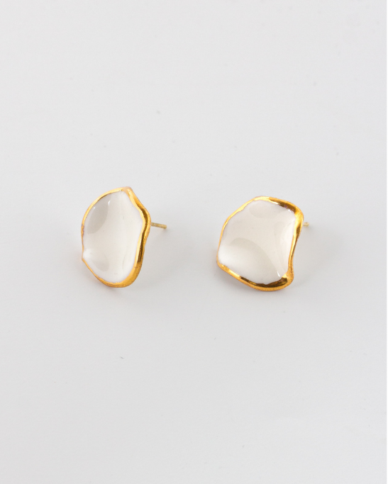 Flow Stud Earrings - White